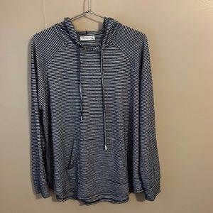 Blue and white striped lightweight hoodie